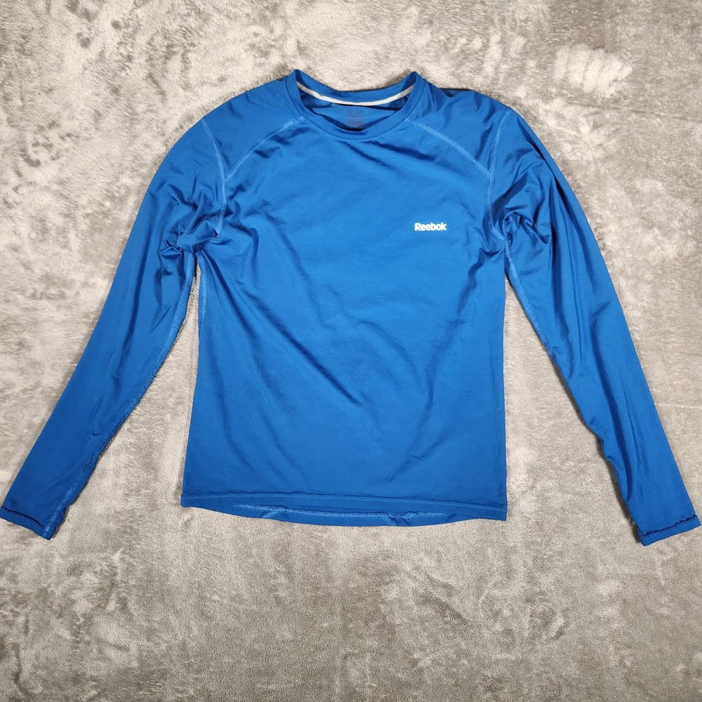 Reebok Compression Shirt Mens Medium Blue Excellent Long Sleeve PlayDry Athletic